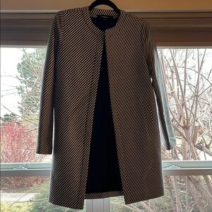 Striped Black and White Women's Coat